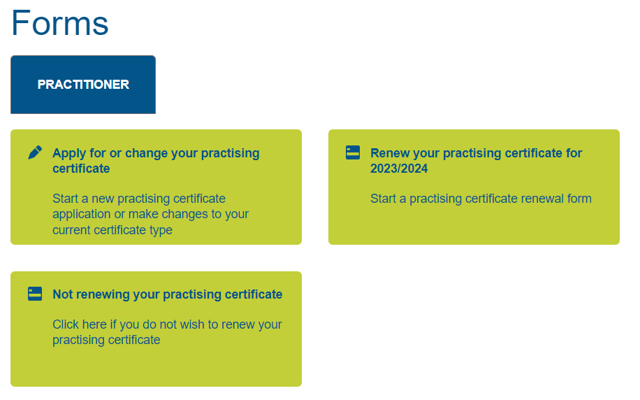 Renew your practising certificate